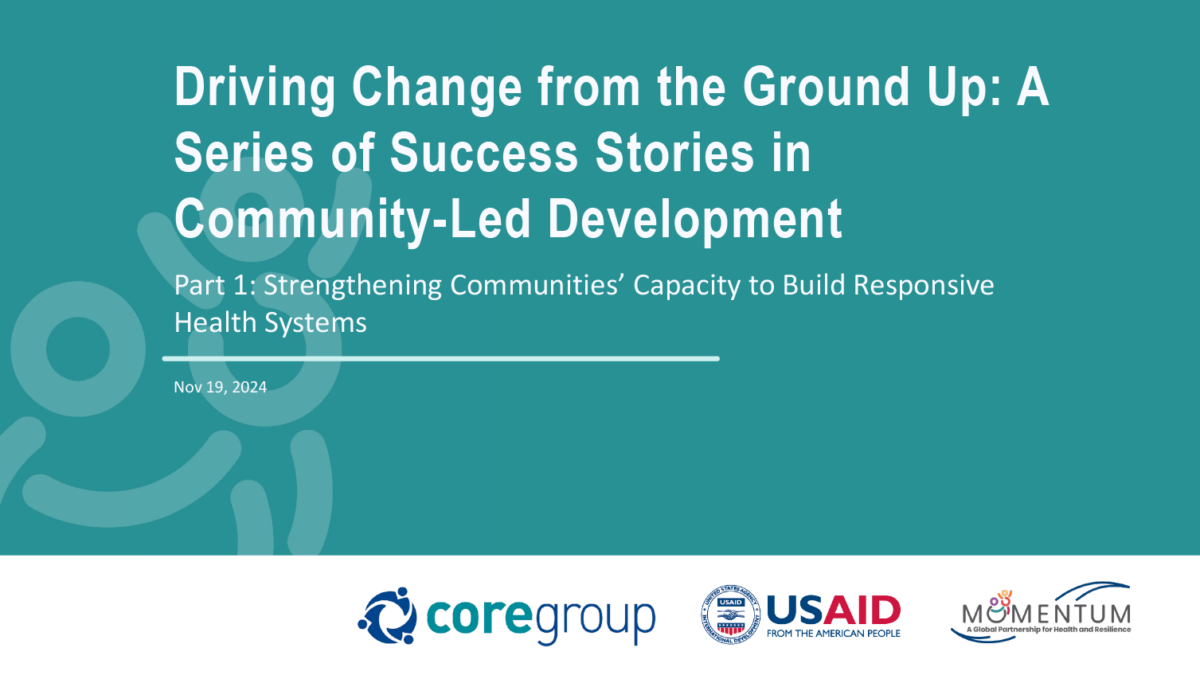 Driving Change from the Ground Up A Series of Success Stories in